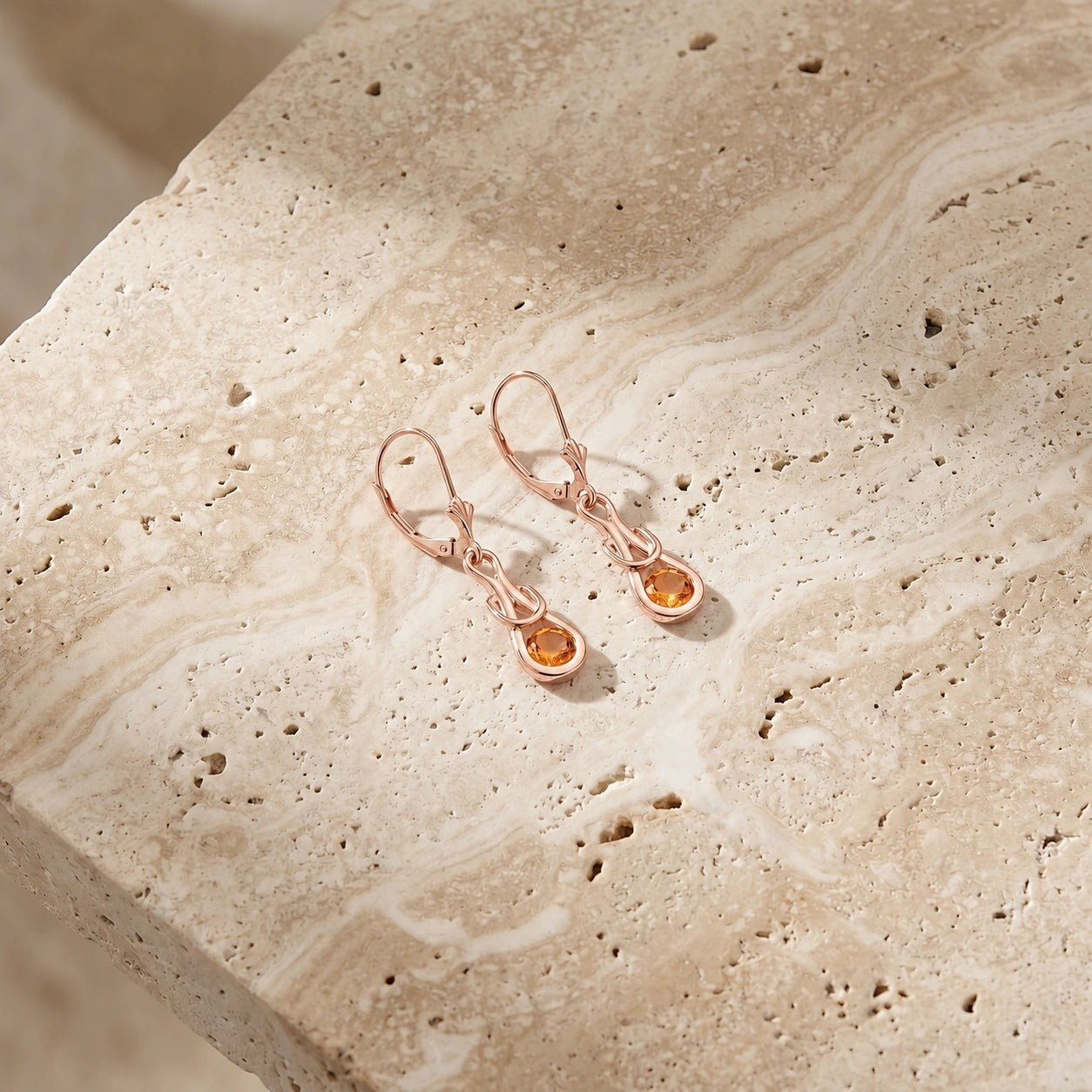 Rose Gold Earrings Citrine 10K — Damiana