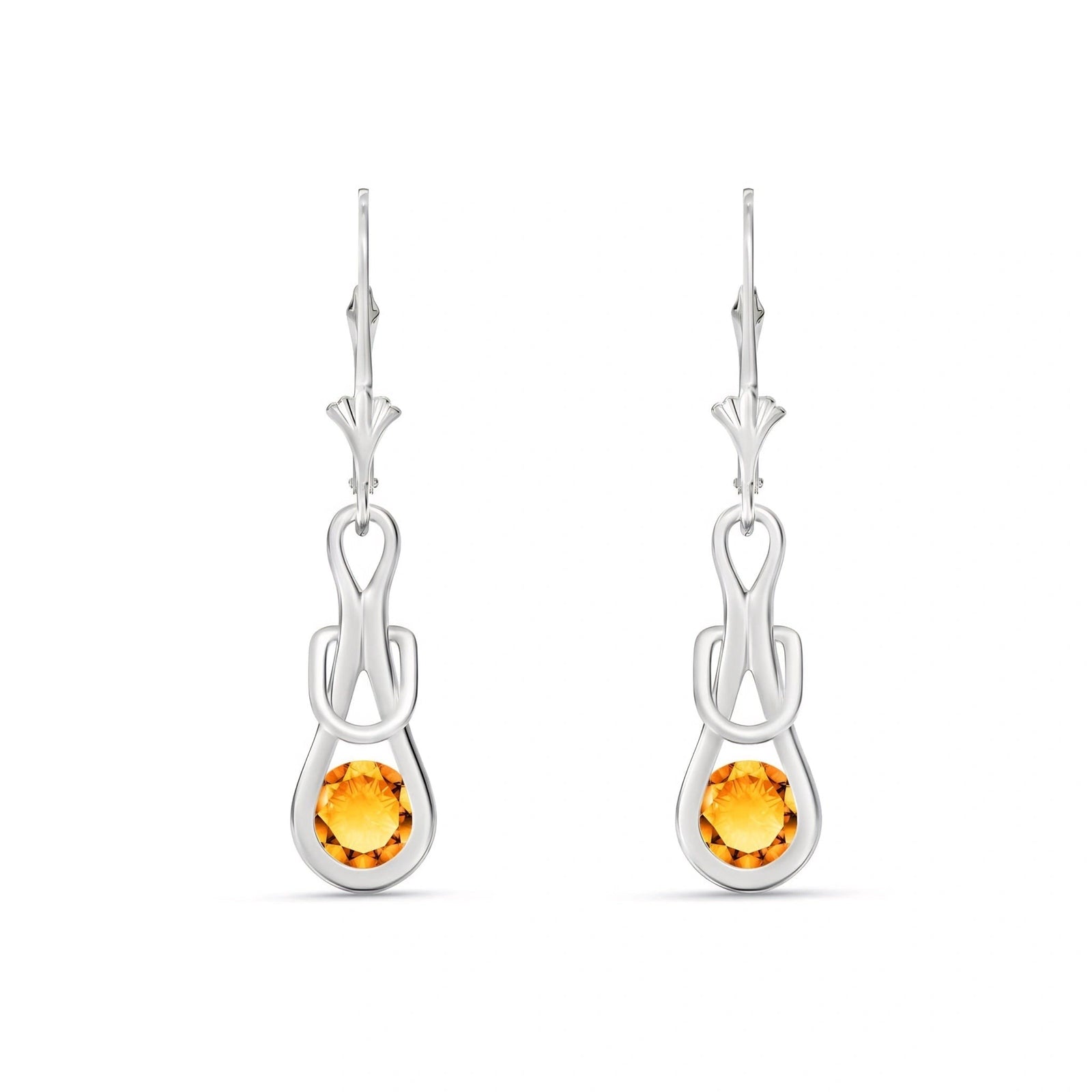 White Gold Earrings Citrine 10K — Damiana