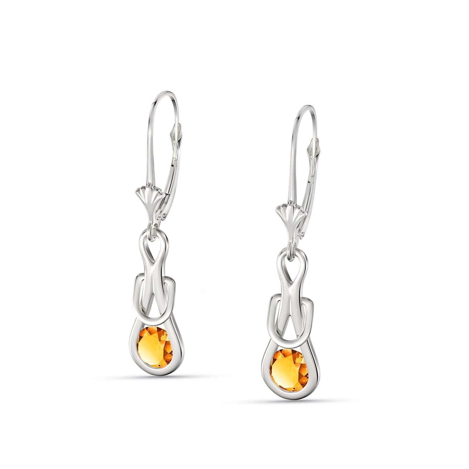 White Gold Earrings Citrine 10K — Damiana
