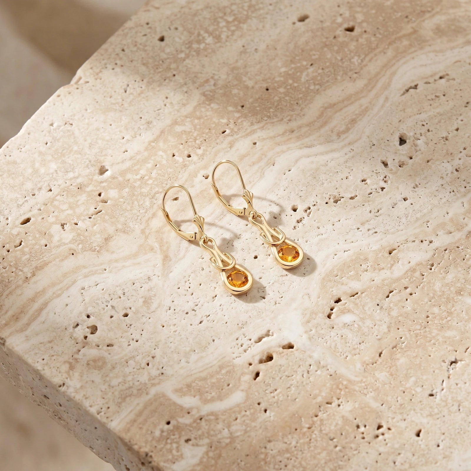 Yellow Gold Earrings Citrine 10K — Damiana