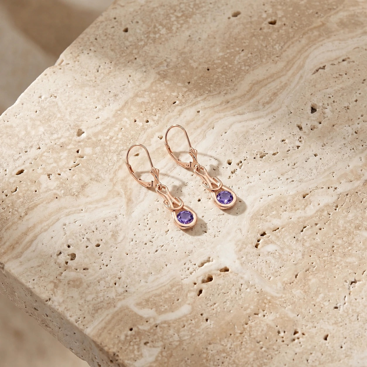 Rose Gold Earrings Tanzanite 10K — Damiana