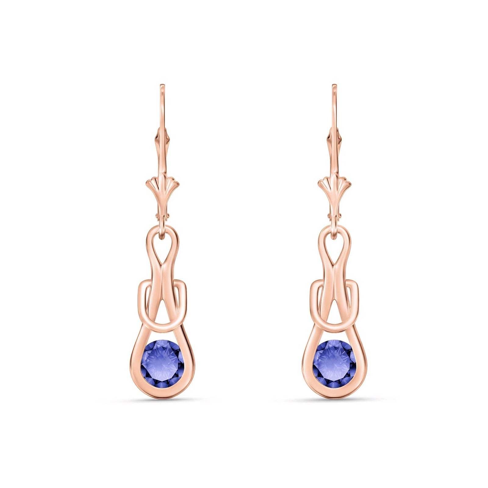 Rose Gold Earrings Aquamarine 10K — Damiana