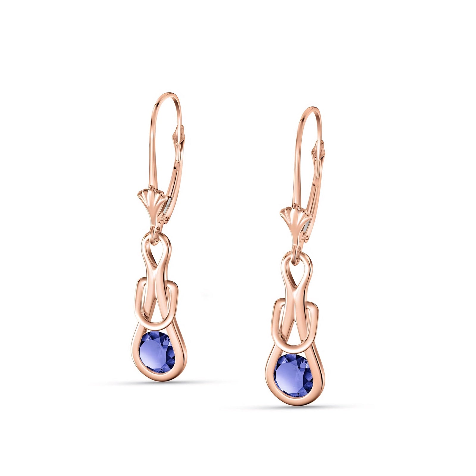Rose Gold Earrings Aquamarine 10K — Damiana