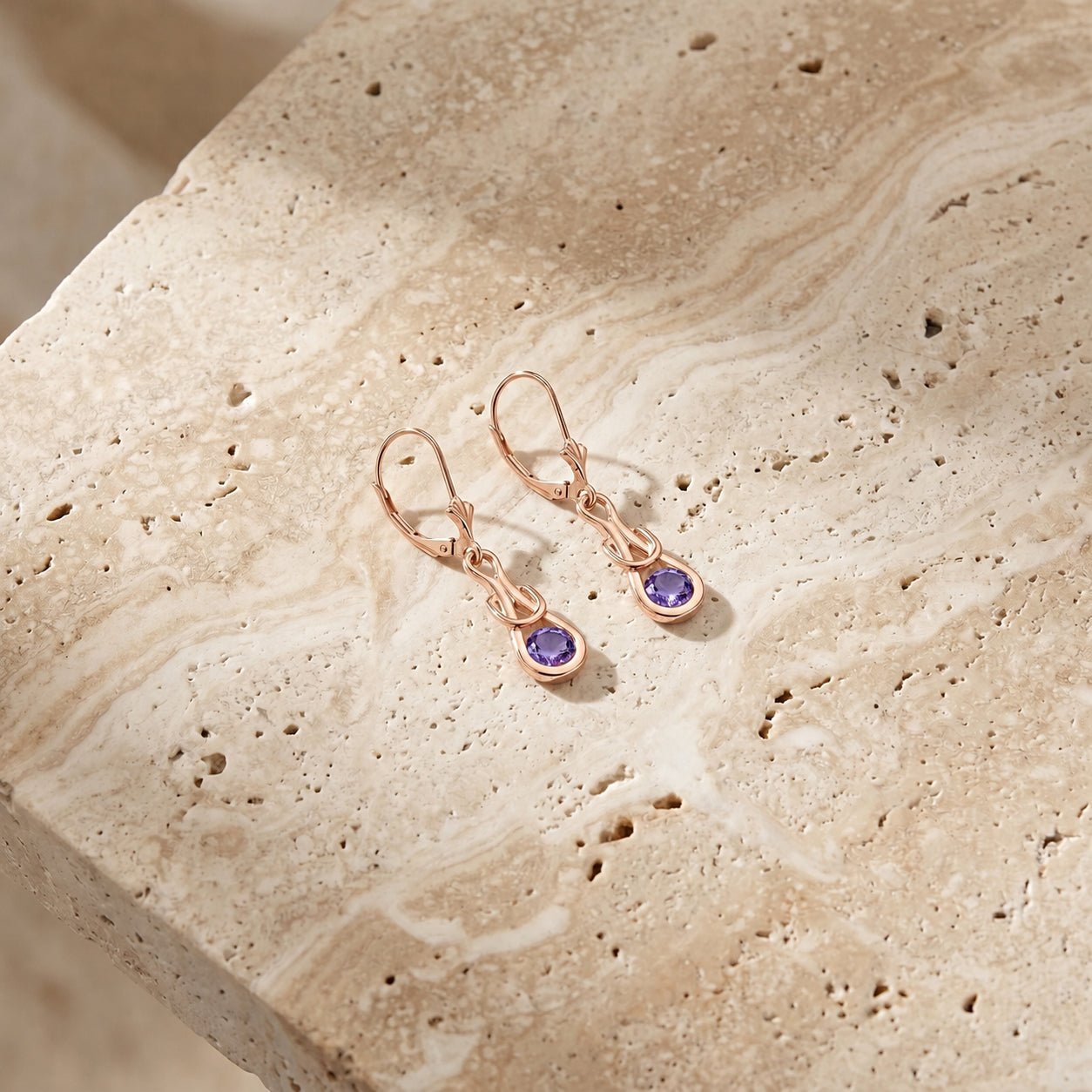 Rose Gold Earrings Aquamarine 10K — Damiana