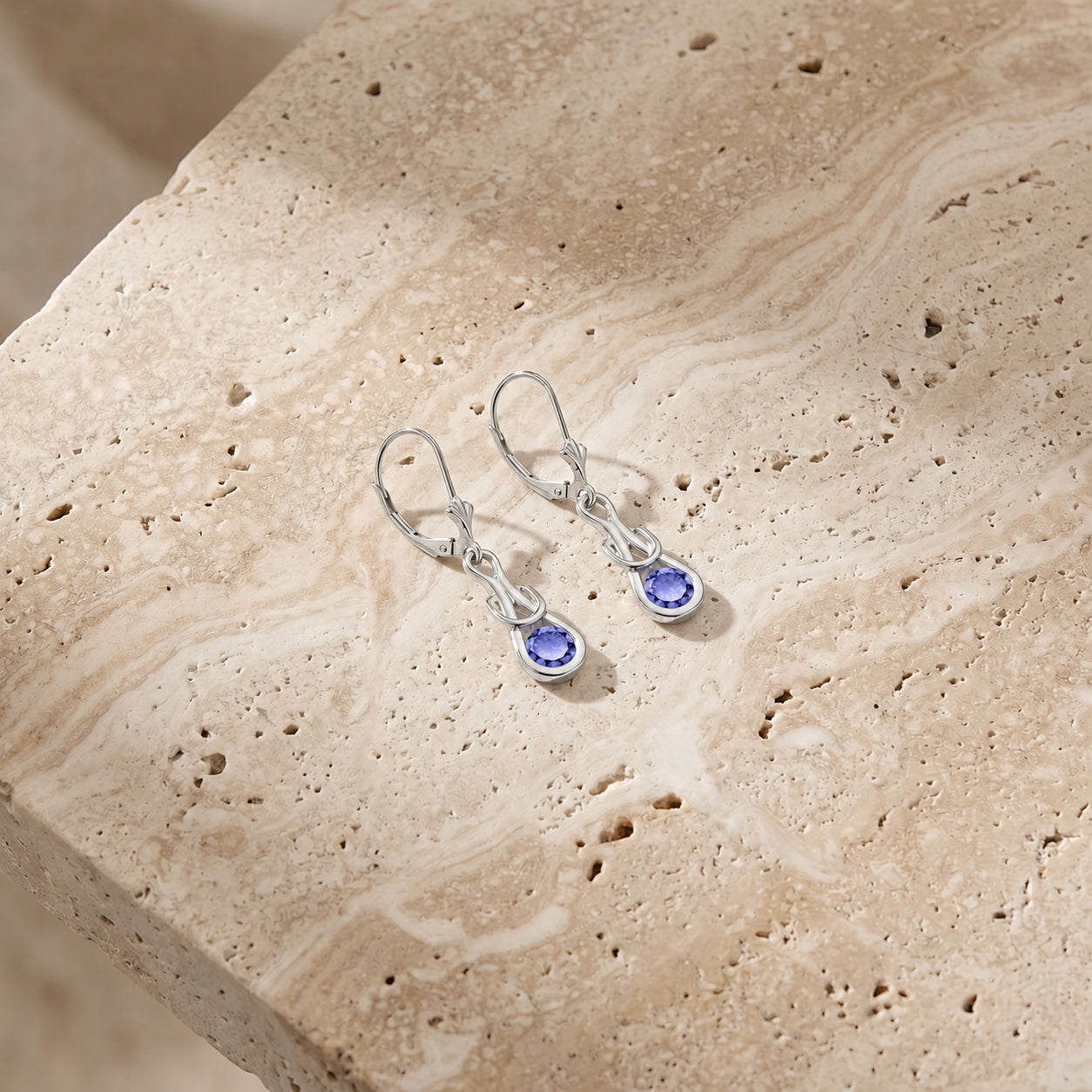 White Gold Earrings Aquamarine 10K — Damiana