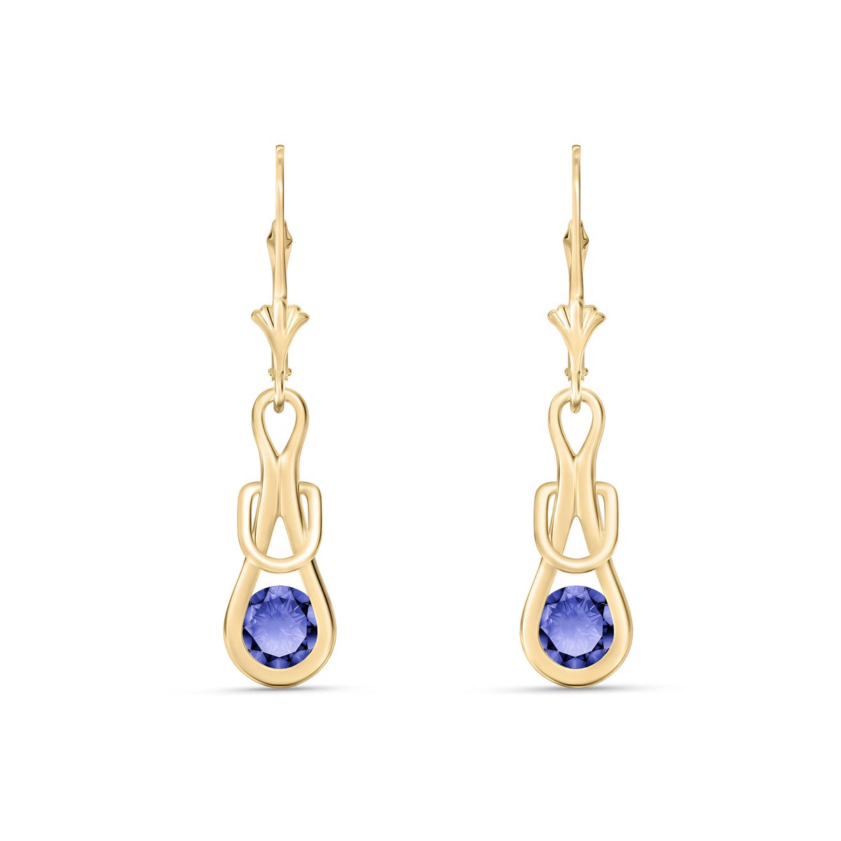 Yellow Gold Earrings Aquamarine 10K — Damiana