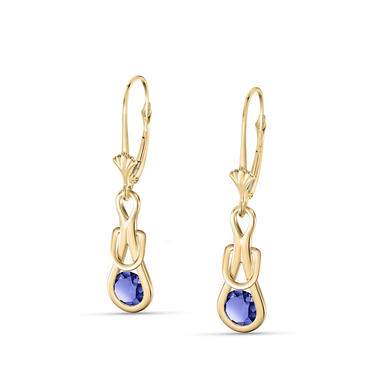 Yellow Gold Earrings Aquamarine 10K — Damiana