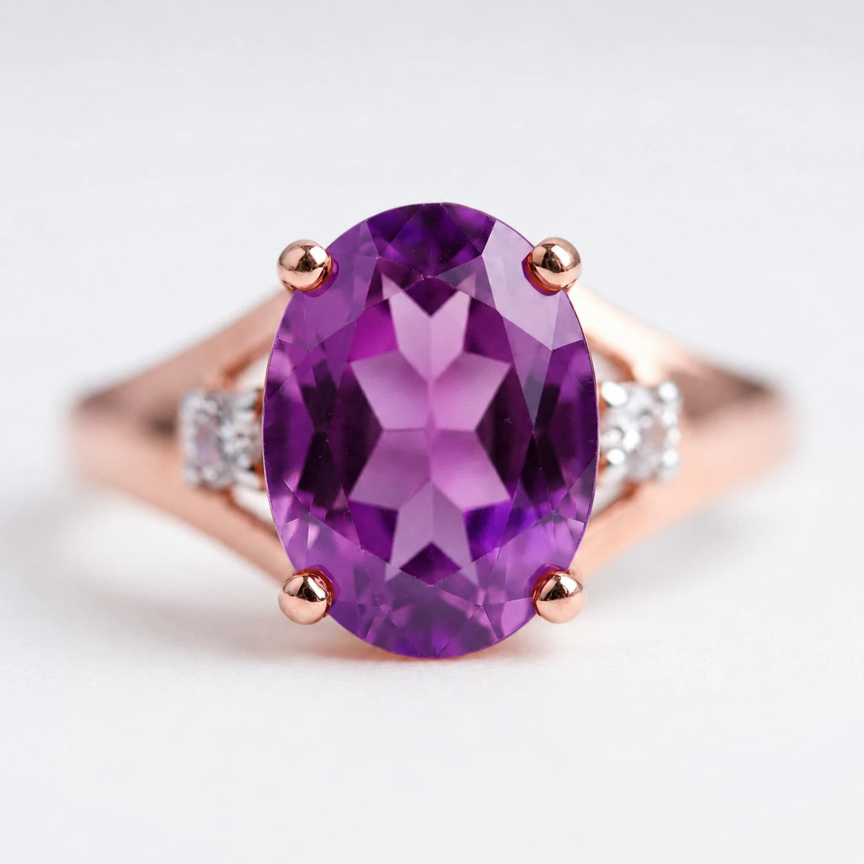 Rose Gold Celeste Ring Amethyst 10K — Ernesta