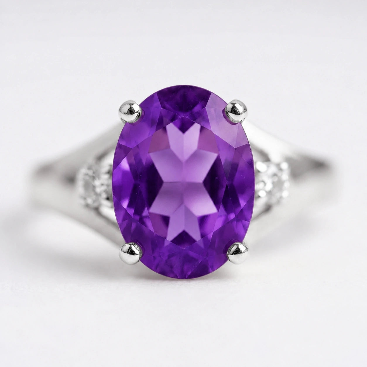 White Gold Celeste Ring Amethyst 10K — Ernesta