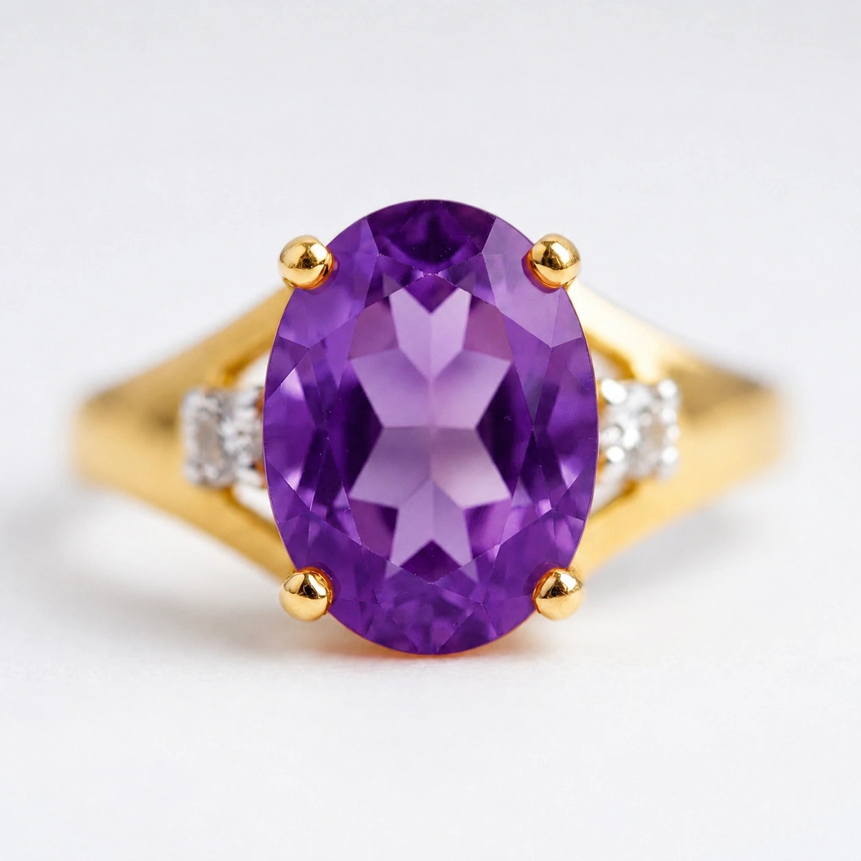 Yellow Gold Celeste Ring Amethyst 10K — Ernesta