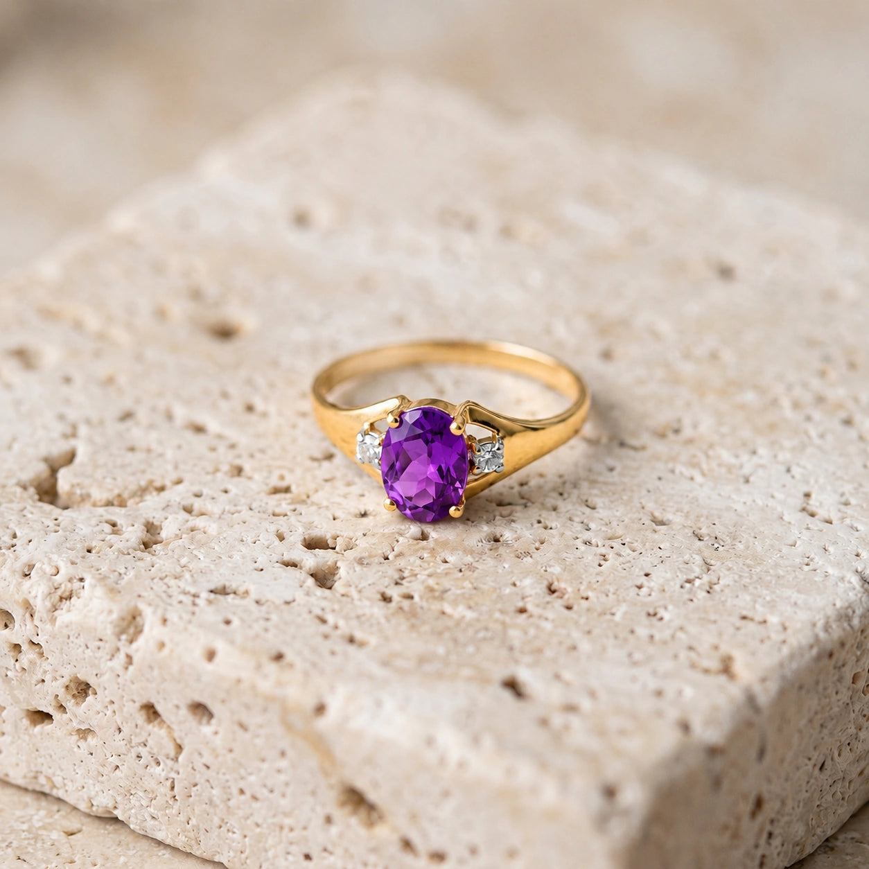 Yellow Gold Celeste Ring Amethyst 10K — Ernesta