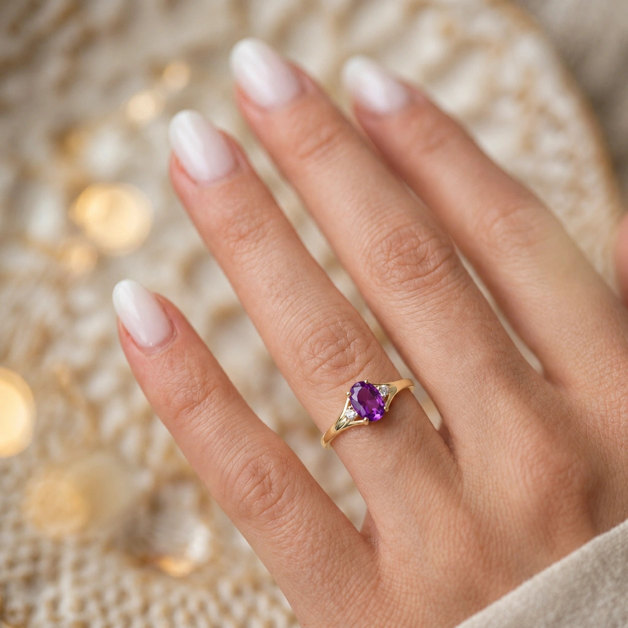 Yellow Gold Celeste Ring Amethyst 10K — Ernesta