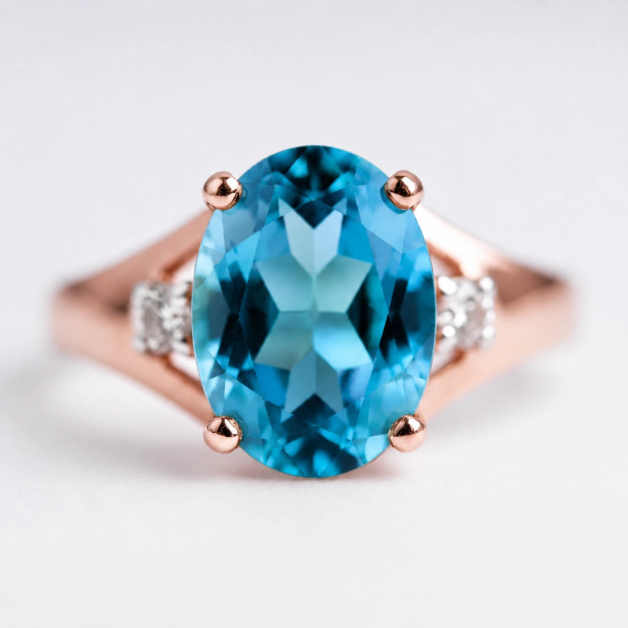 Rose Gold Celeste Ring Blue Topaz 10K — Ernesta