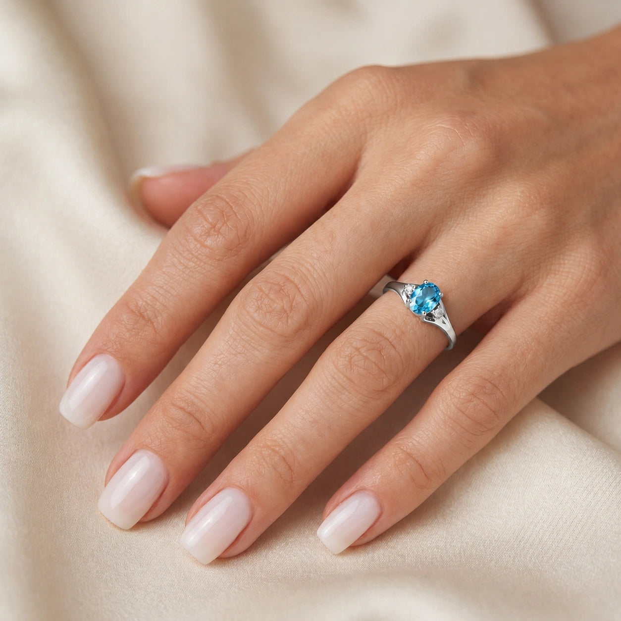 White Gold Celeste Ring Blue Topaz 10K — Ernesta