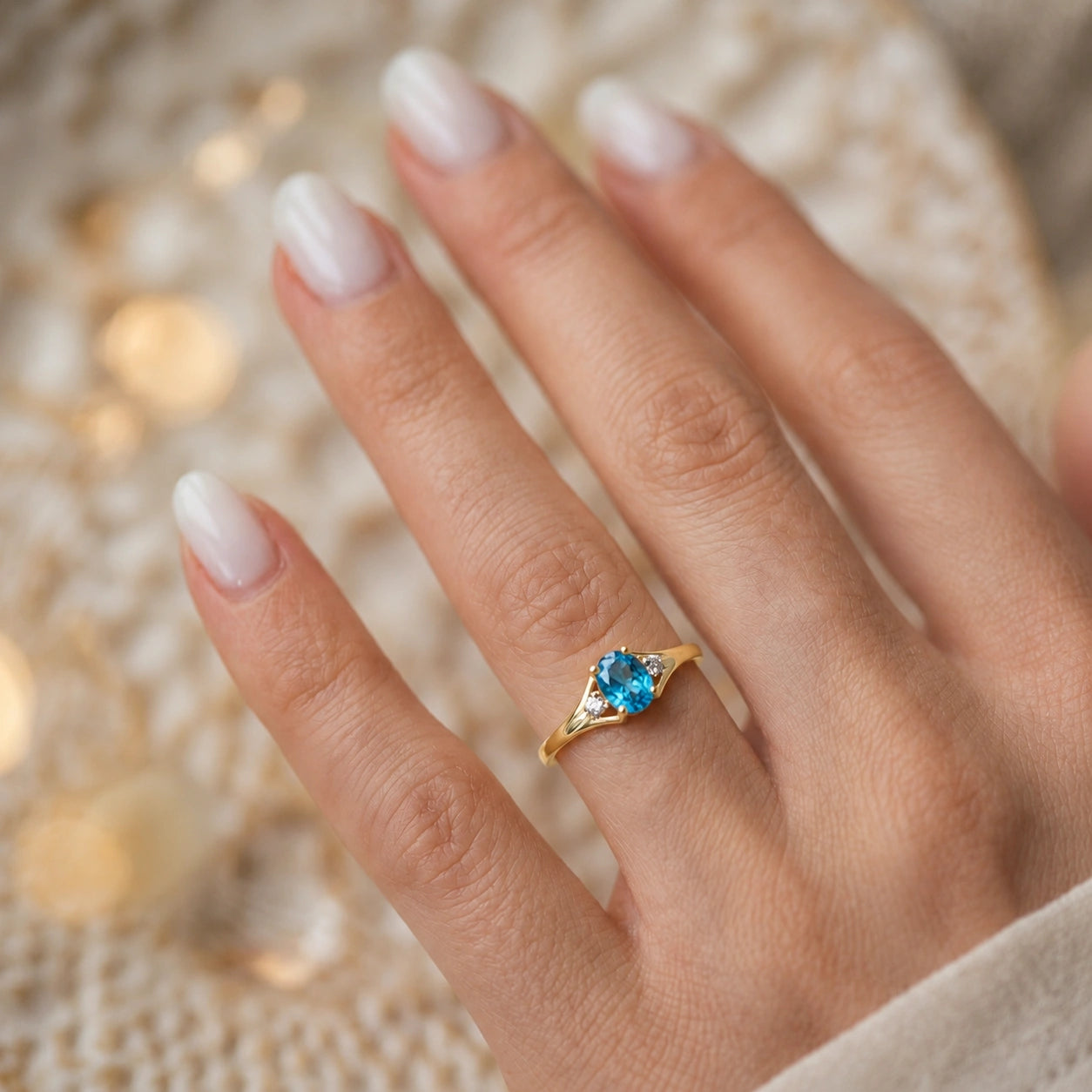 Yellow Gold Celeste Ring Blue Topaz 10K — Ernesta