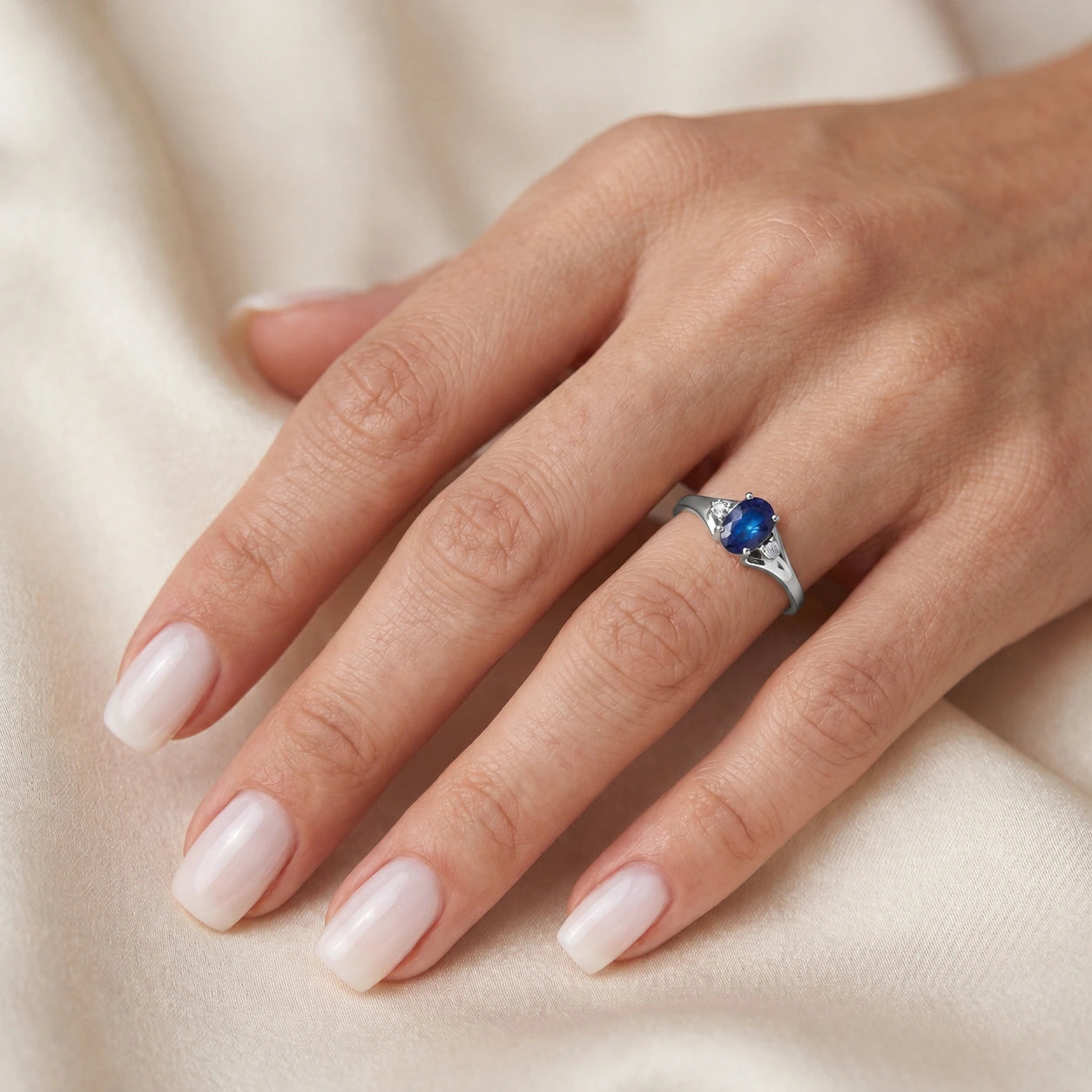 White Gold Celeste Ring Sapphire 10K — Ernesta