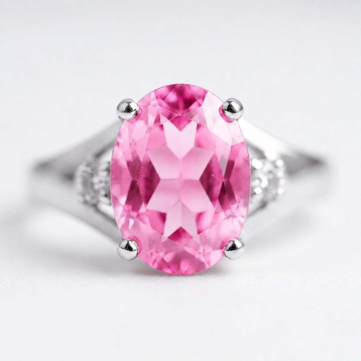 White Gold Celeste Ring Pink Topaz 10K — Ernesta