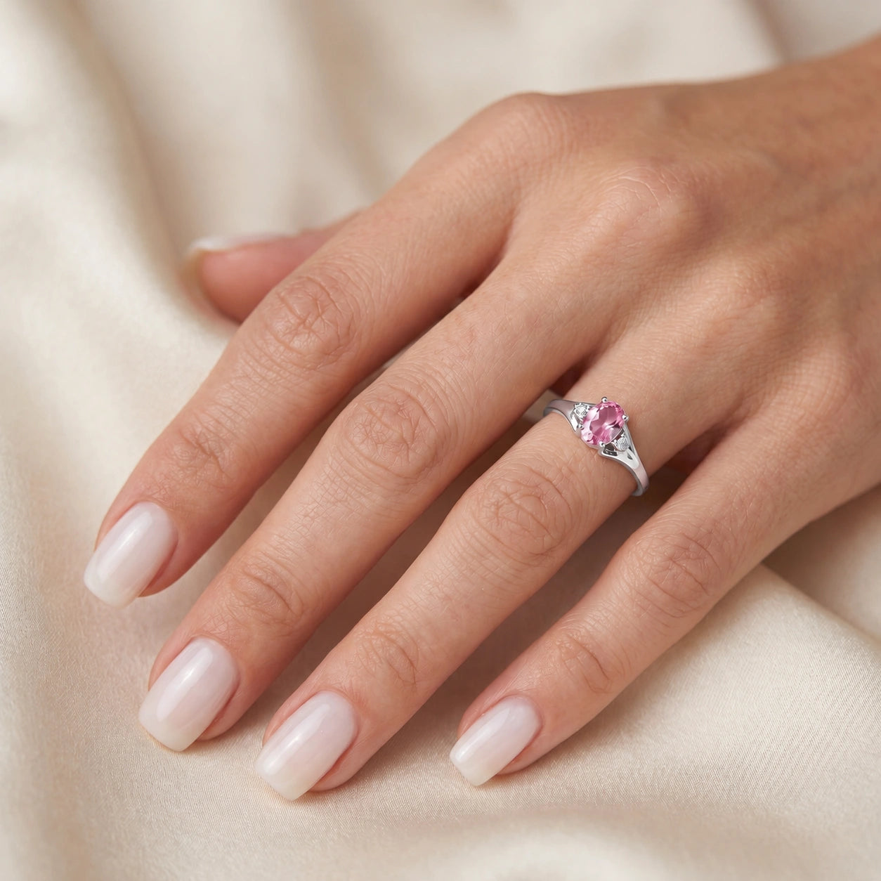 White Gold Celeste Ring Pink Topaz 10K — Ernesta