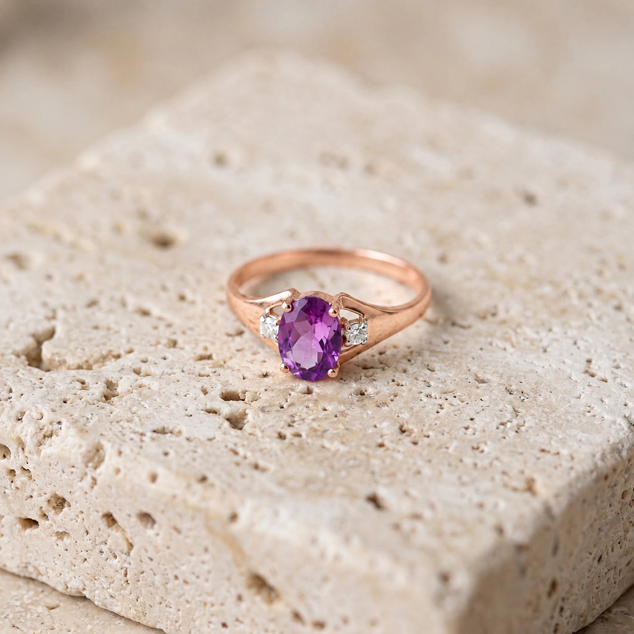 Rose Gold Diamond & Amethyst — Irene