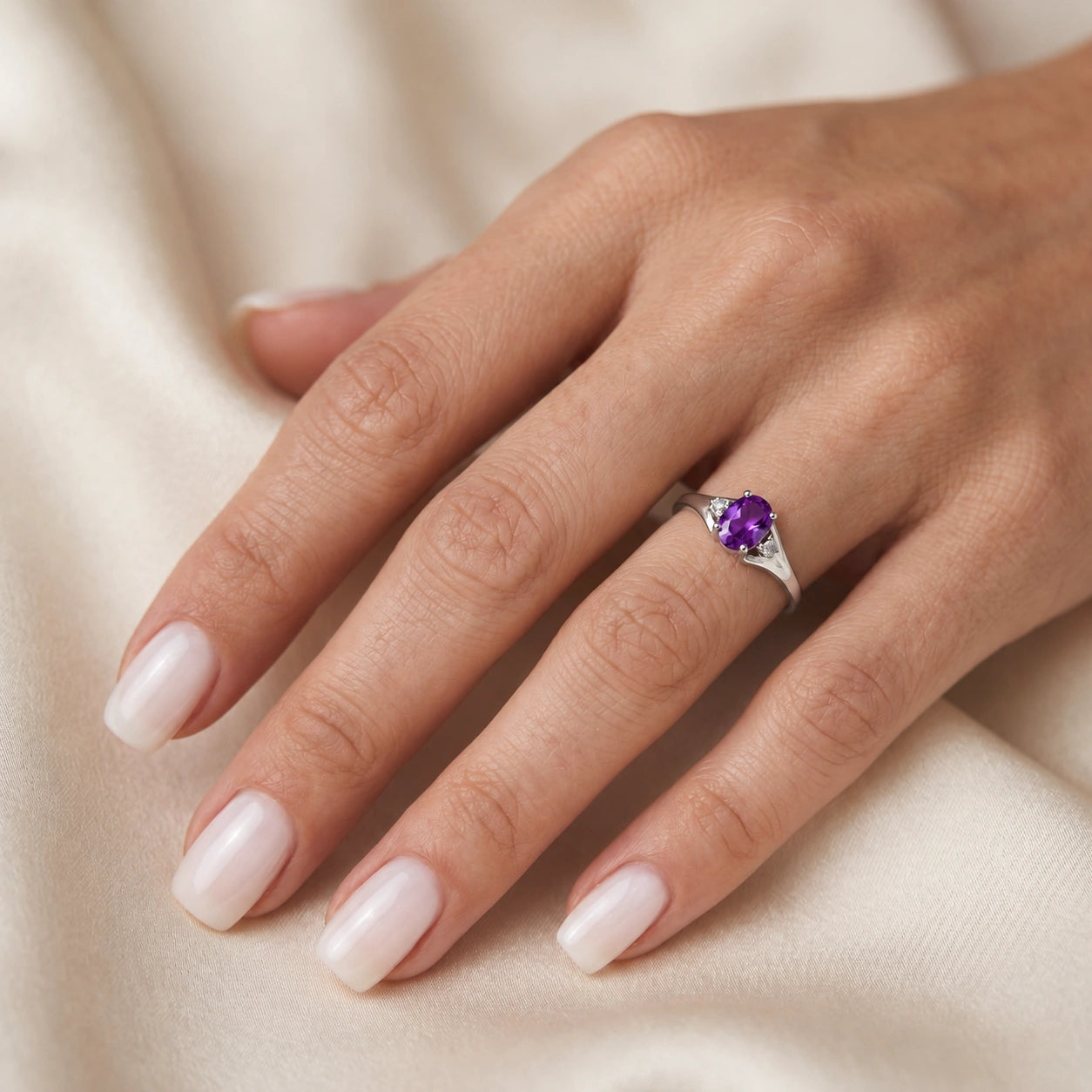White Gold Diamond & Amethyst — Irene
