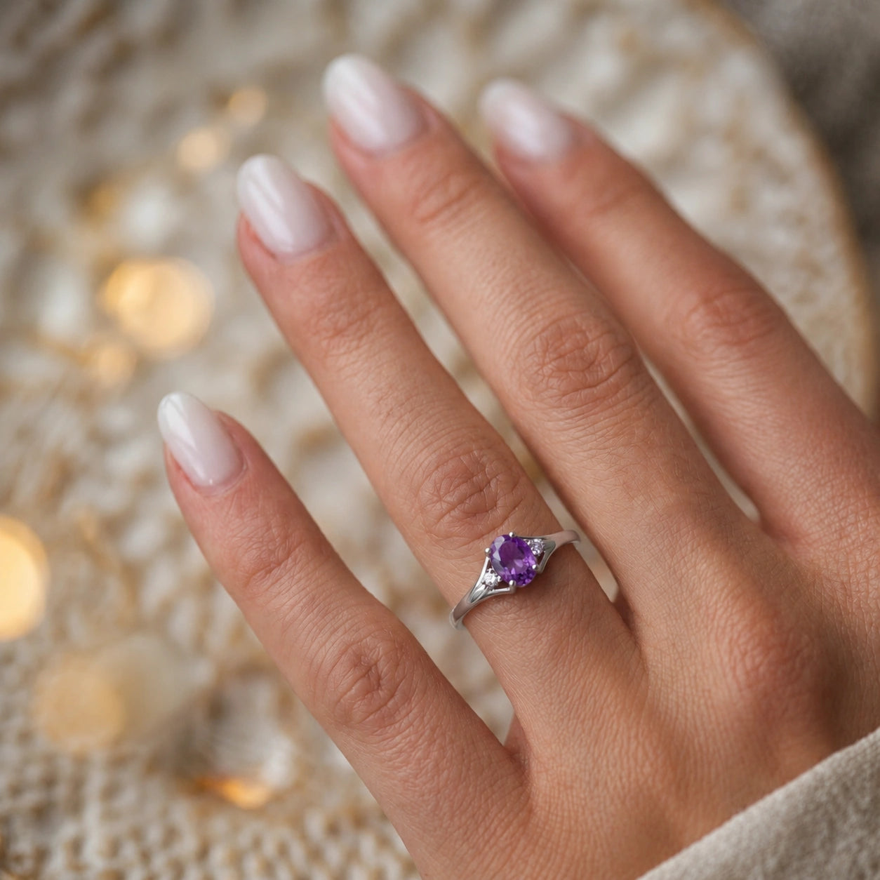 White Gold Diamond & Amethyst — Irene
