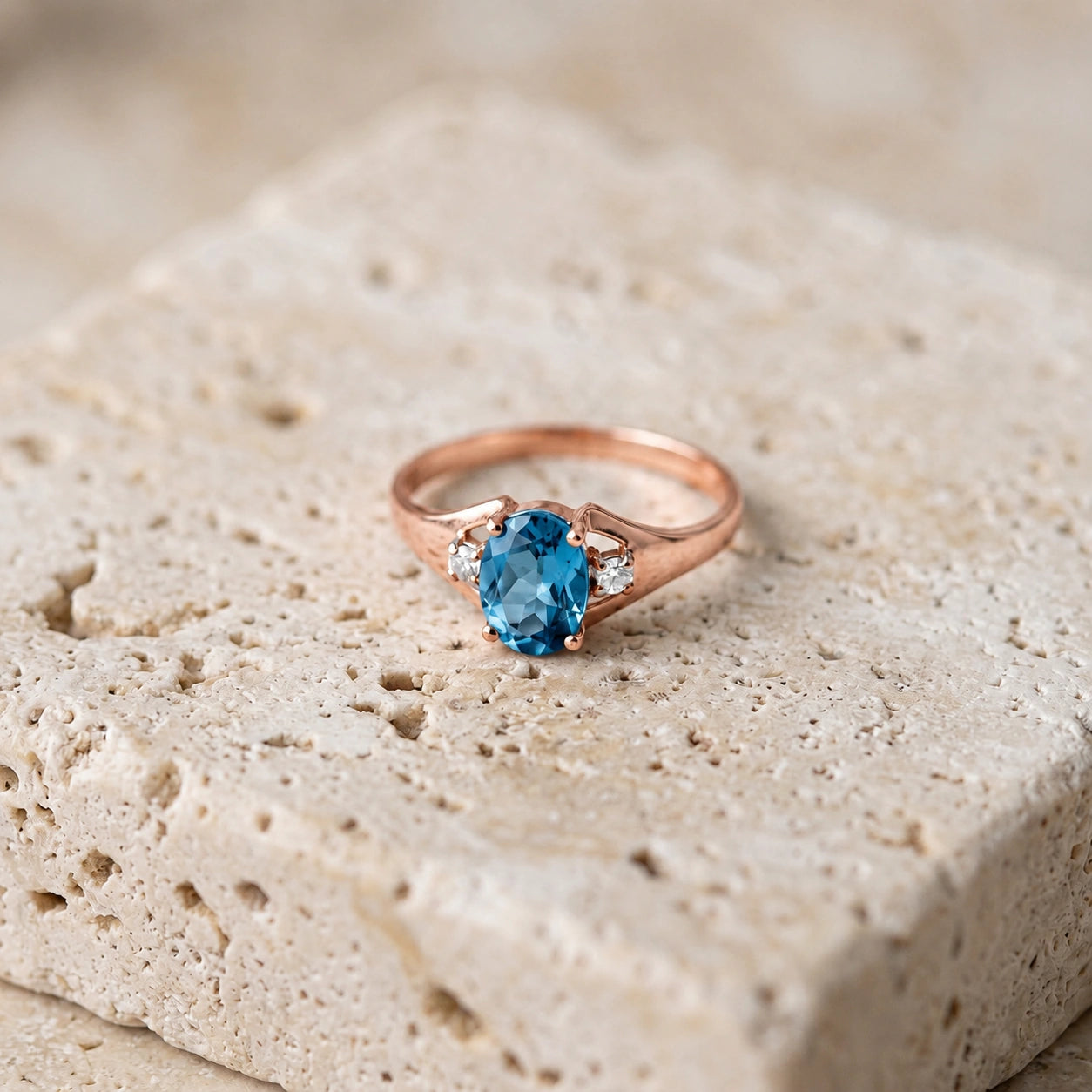 Rose Gold Diamond & Blue Topaz — Irene