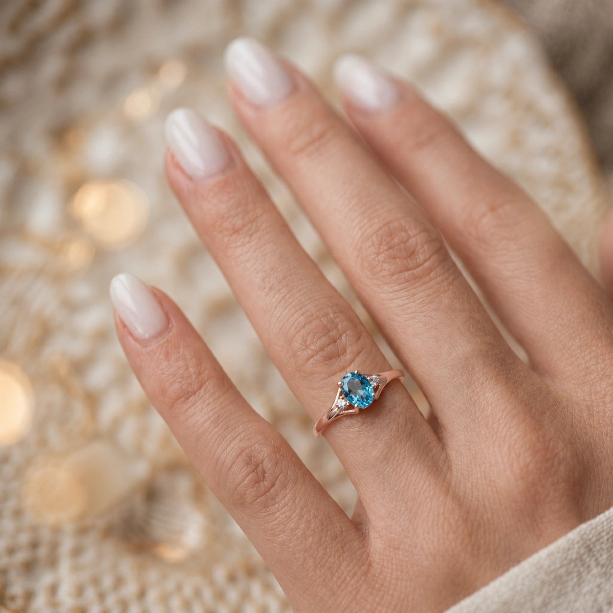 Rose Gold Diamond & Blue Topaz — Irene