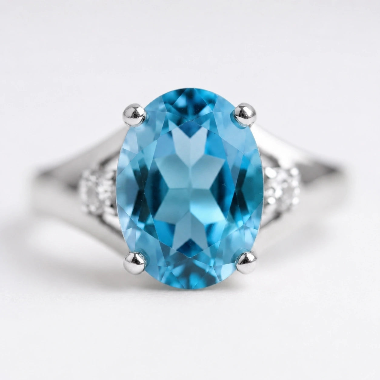 White Gold Diamond & Blue Topaz — Irene