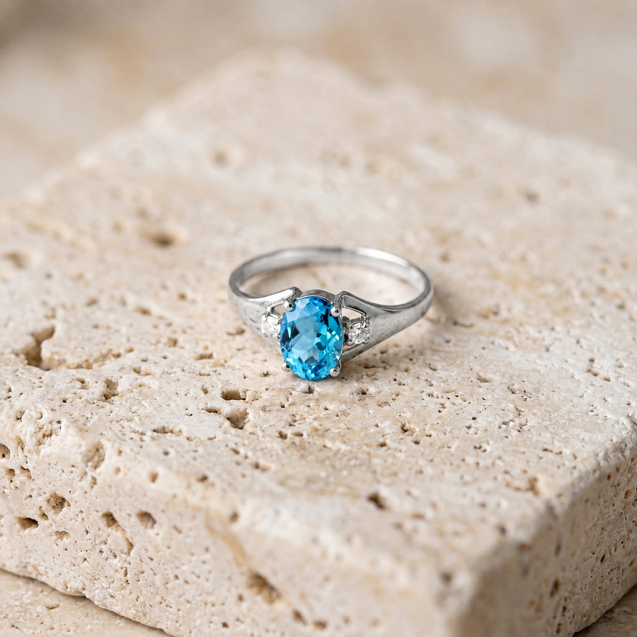 White Gold Diamond & Blue Topaz — Irene