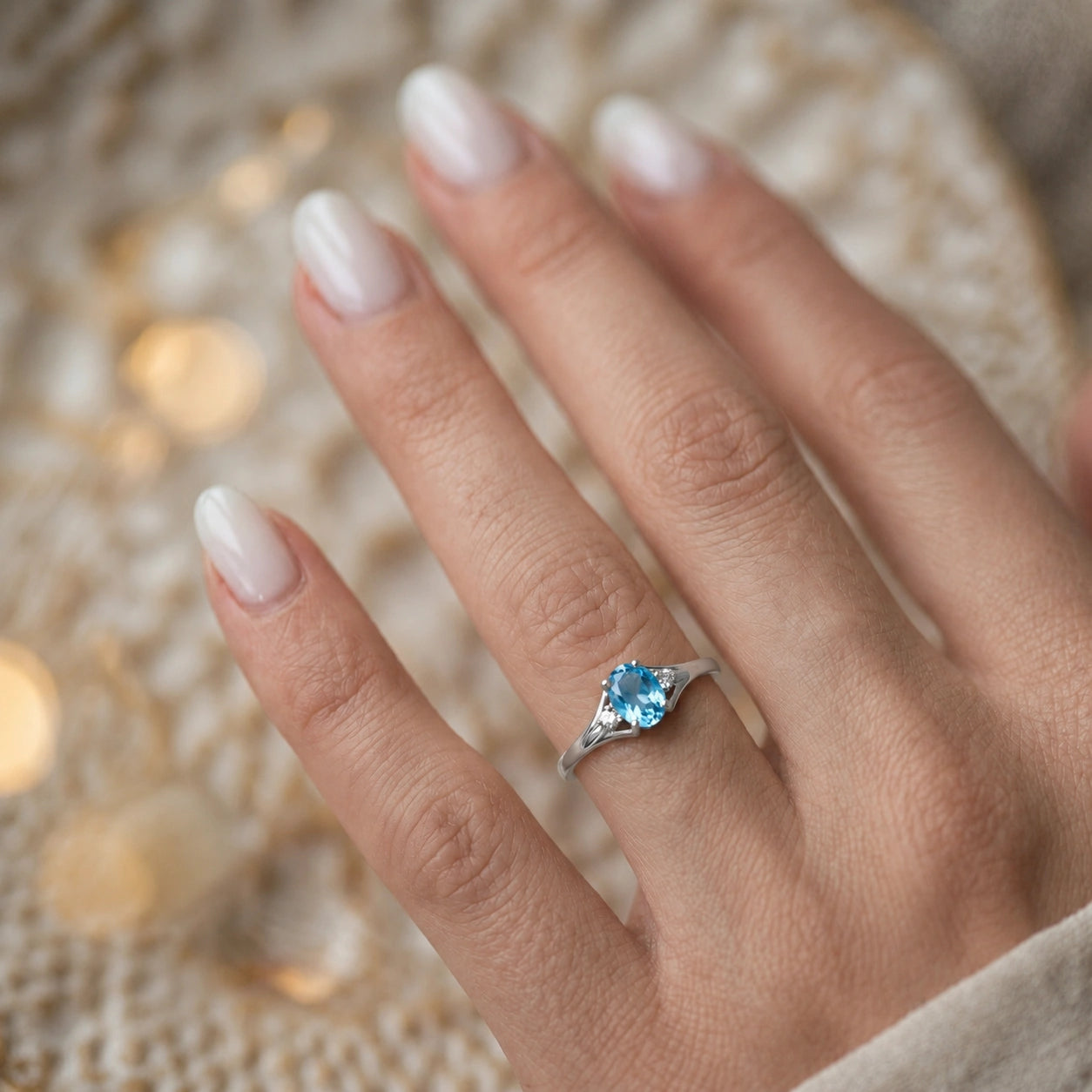 White Gold Diamond & Blue Topaz — Irene