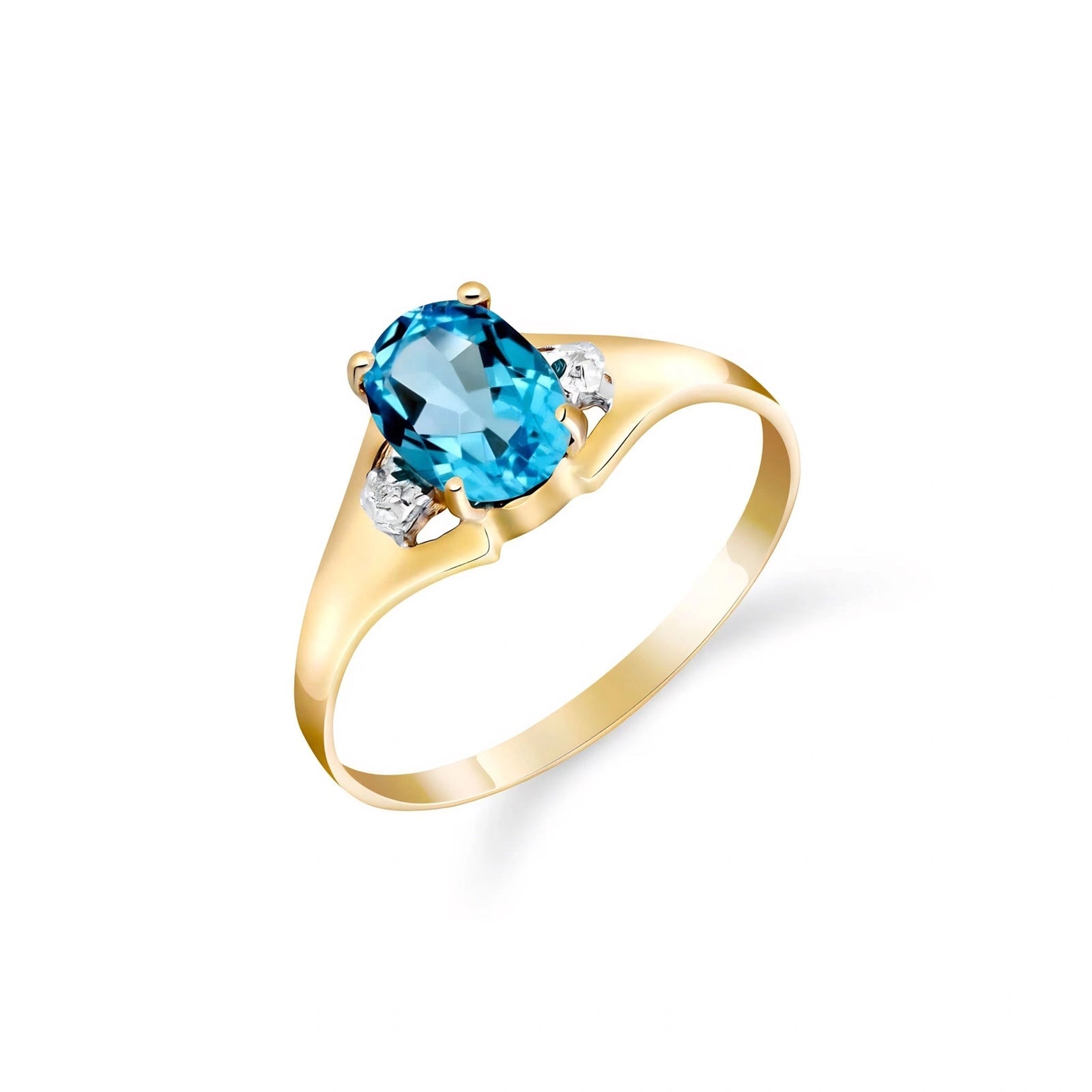 Yellow Gold Diamond & Blue Topaz — Irene