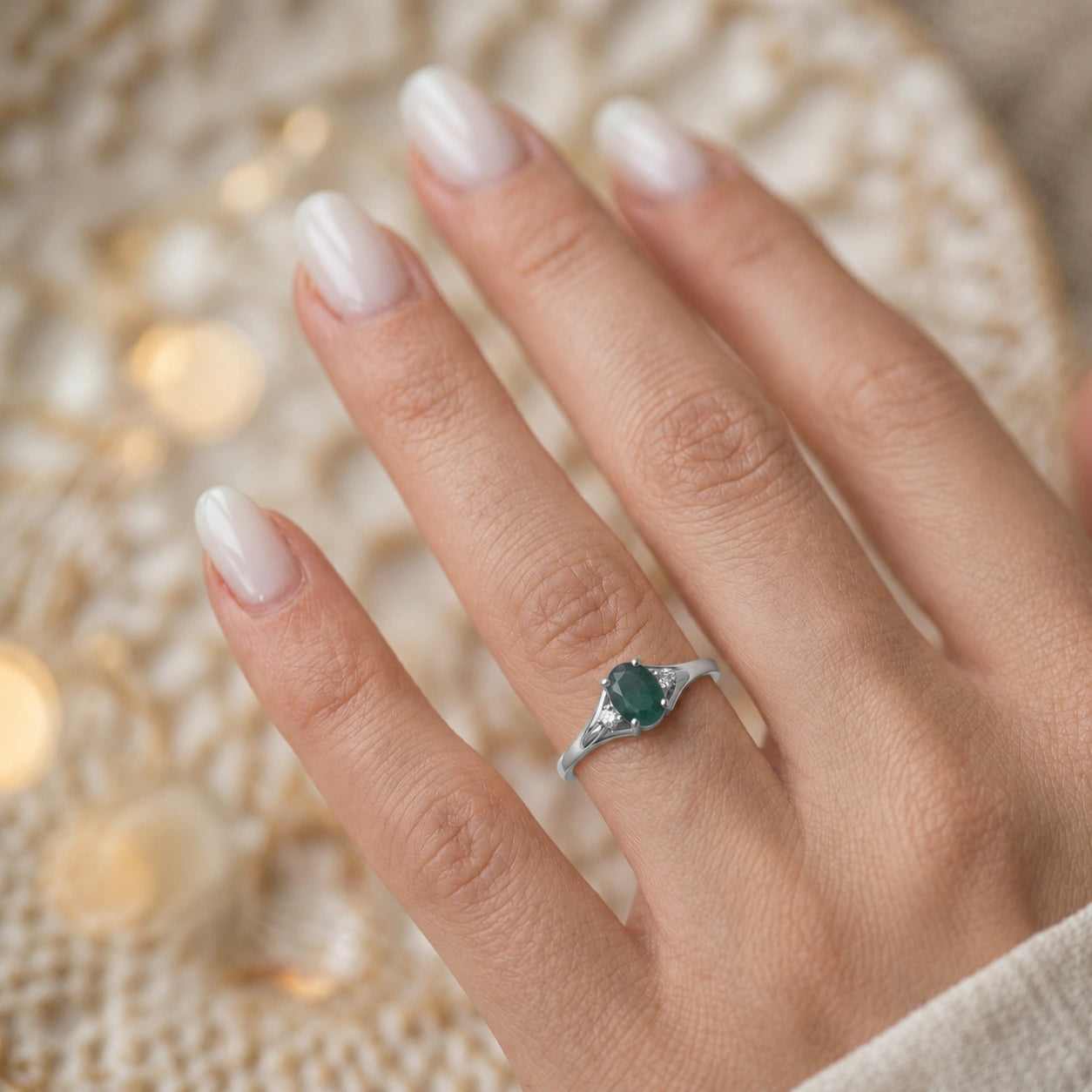 White Gold Diamond & Emerald — Irene