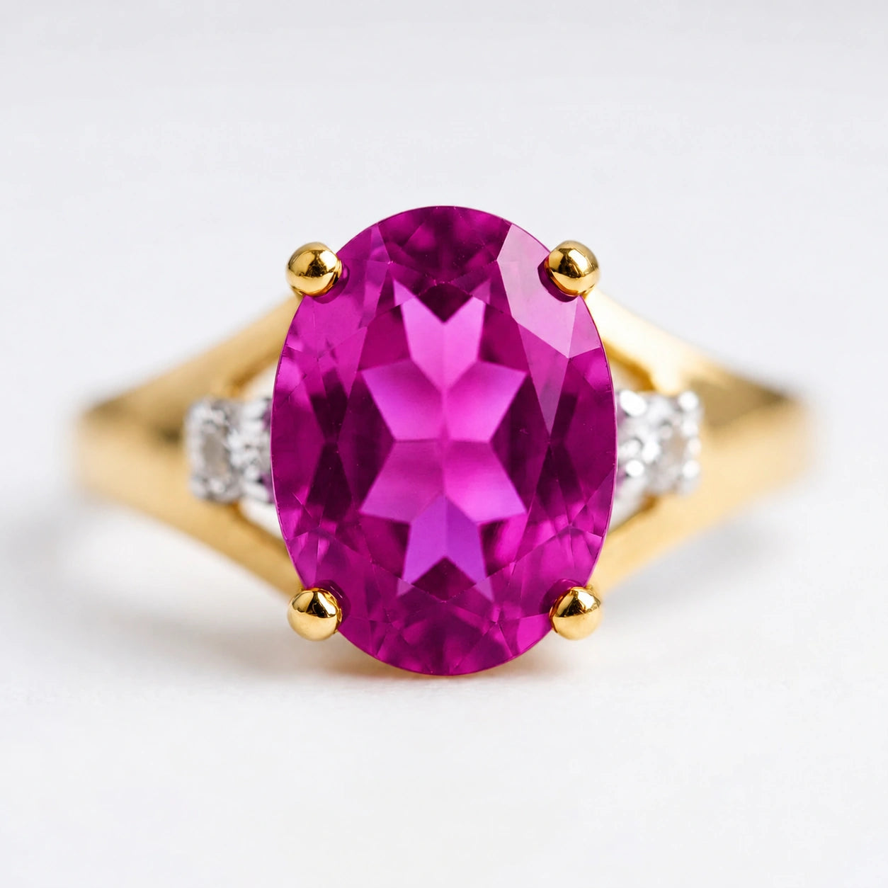 Yellow Gold Diamond & Pink Topaz — Irene