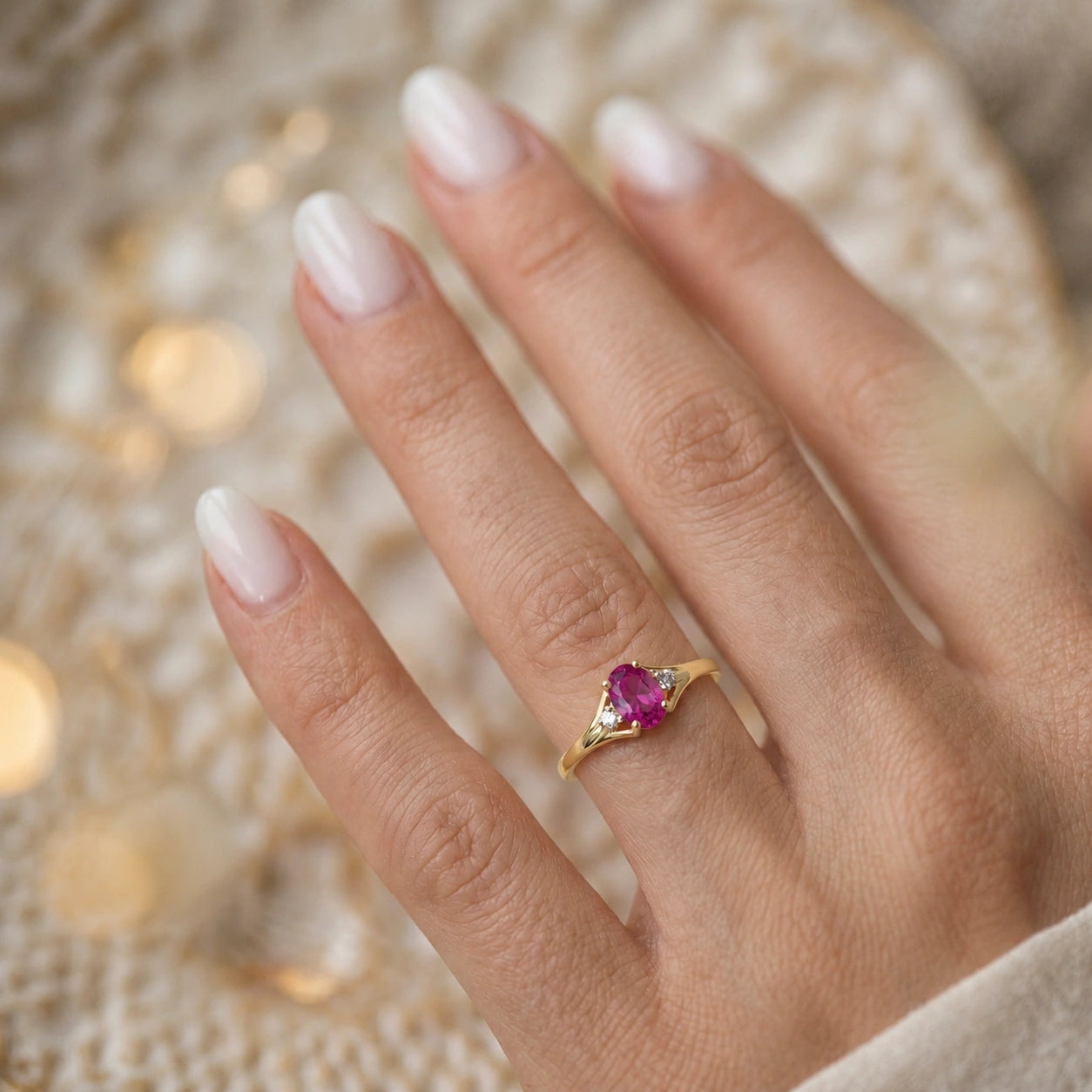 Yellow Gold Diamond & Pink Topaz — Irene