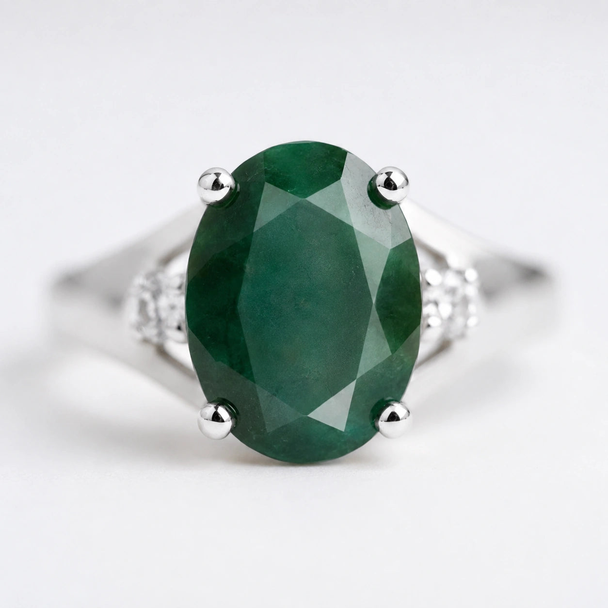 White Gold Celeste Ring Emerald 10K — Ernesta