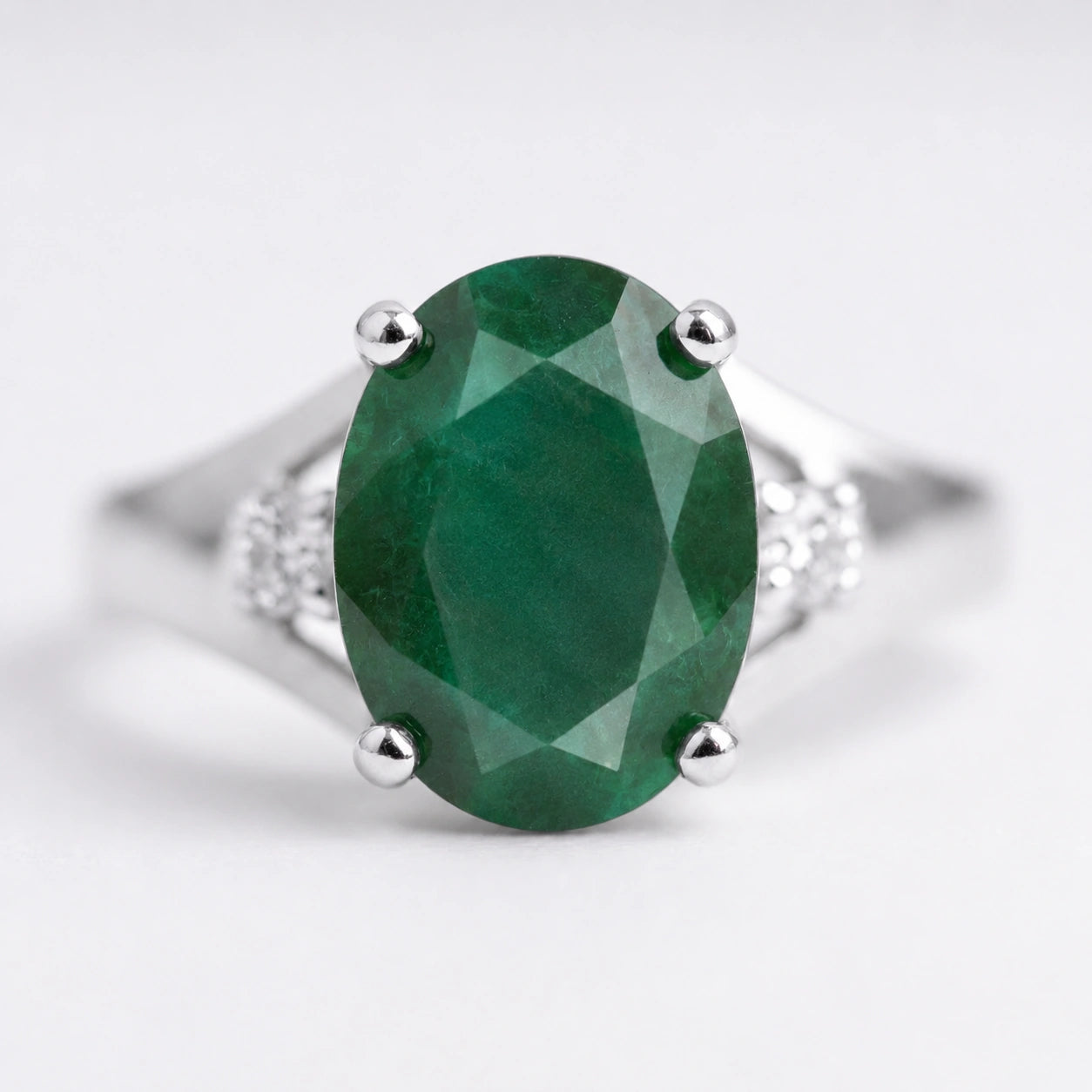 White Gold Celeste Ring Emerald 10K — Ernesta