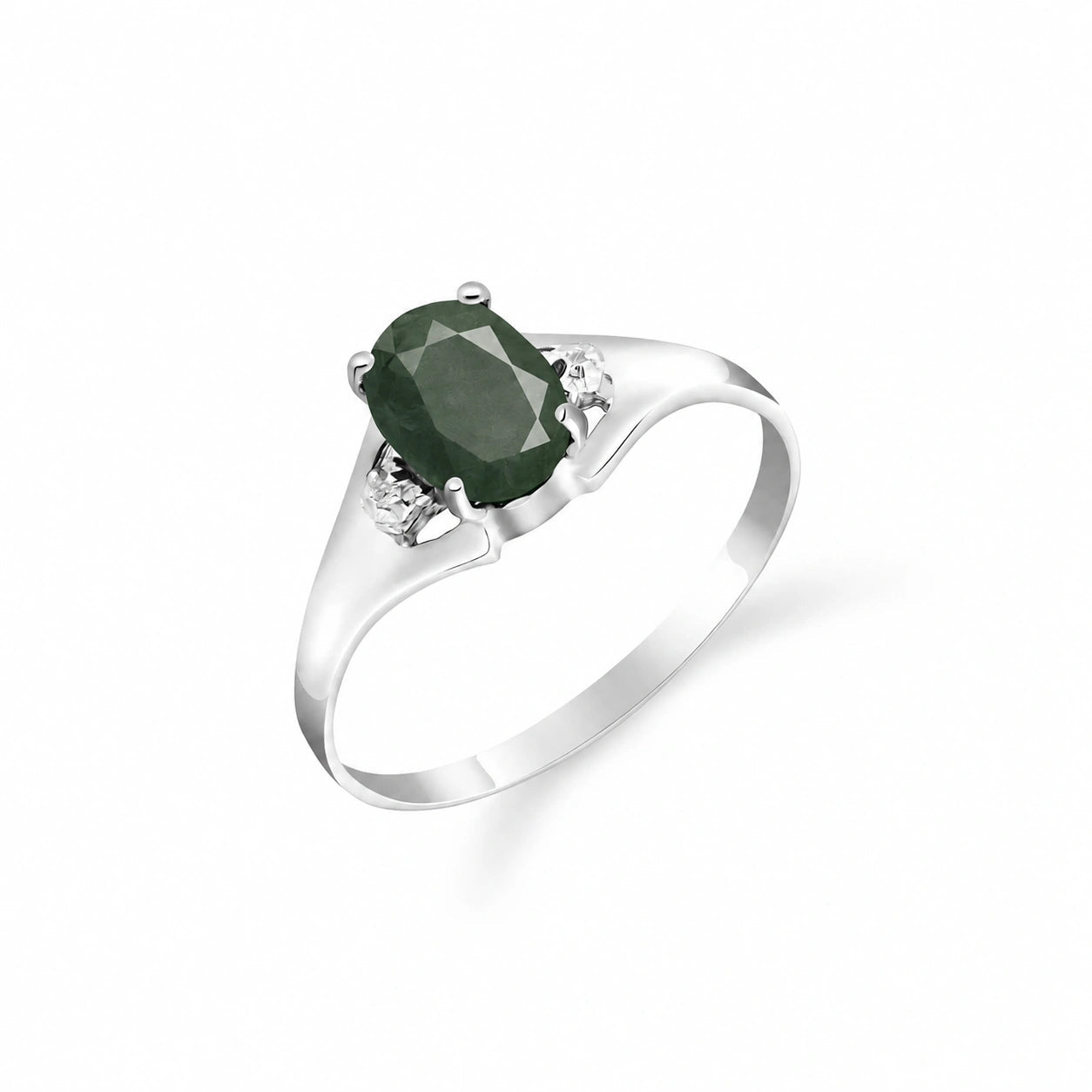White Gold Celeste Ring Emerald 10K — Ernesta