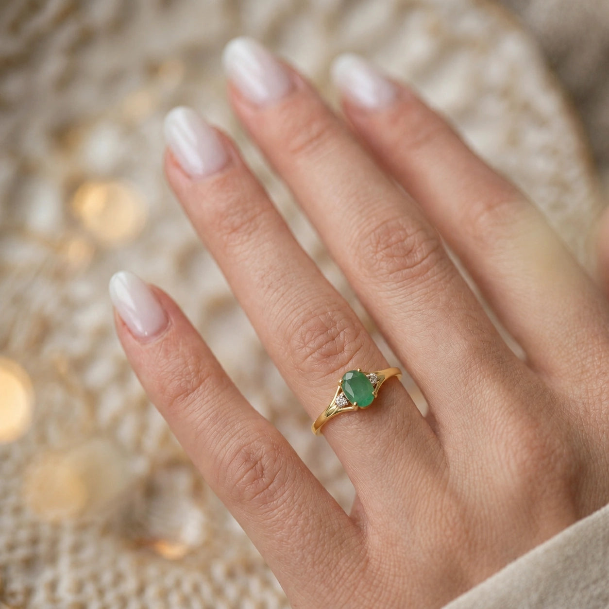 Yellow Gold Celeste Ring Emerald 10K — Ernesta