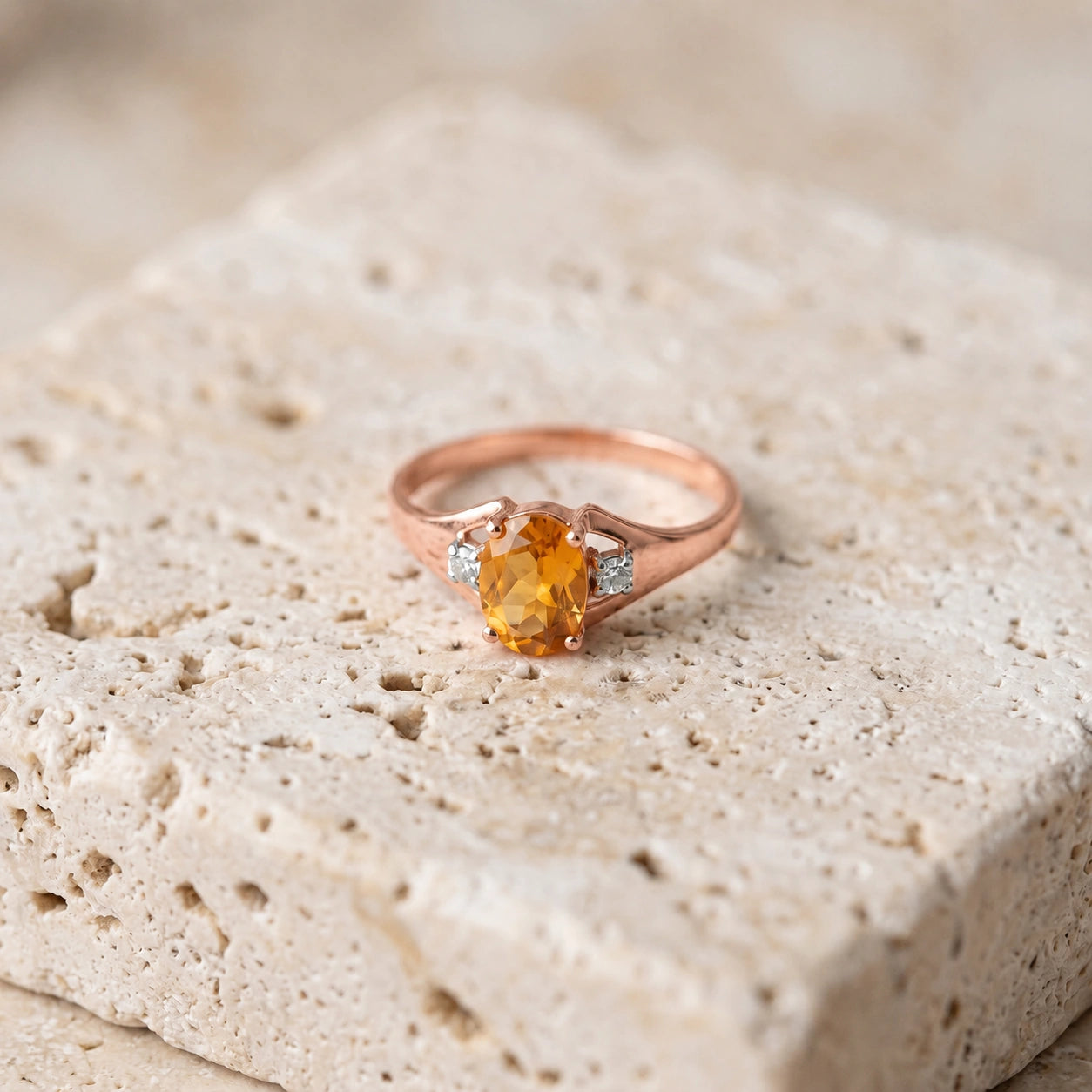 Rose Gold Celeste Ring Citrine 10K — Ernesta