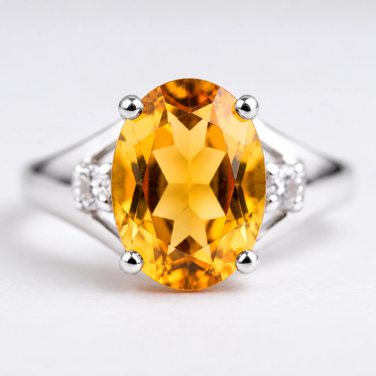 White Gold Celeste Ring Citrine 10K — Ernesta