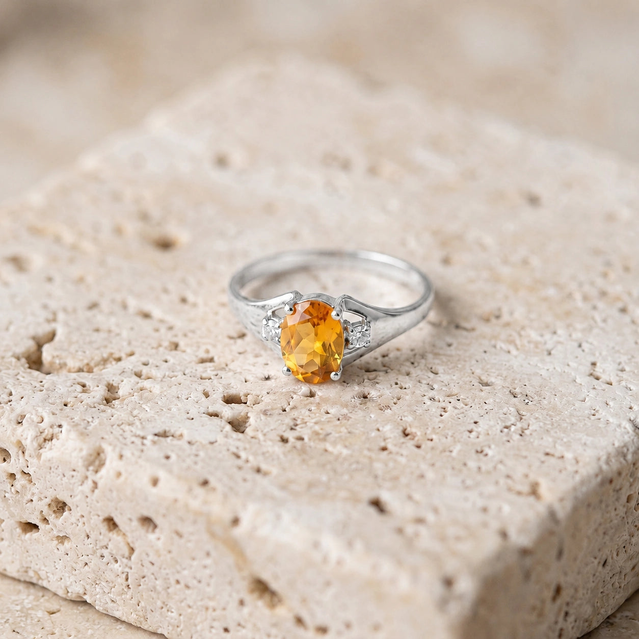 White Gold Celeste Ring Citrine 10K — Ernesta