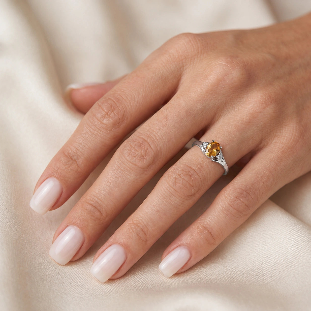 White Gold Celeste Ring Citrine 10K — Ernesta