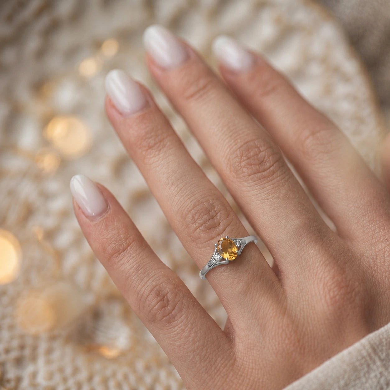 White Gold Celeste Ring Citrine 10K — Ernesta