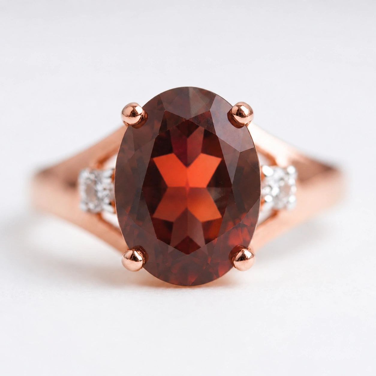 Rose Gold Celeste Ring Garnet 10K — Ernesta