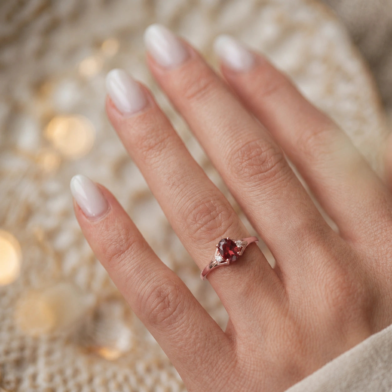 Rose Gold Celeste Ring Garnet 10K — Ernesta