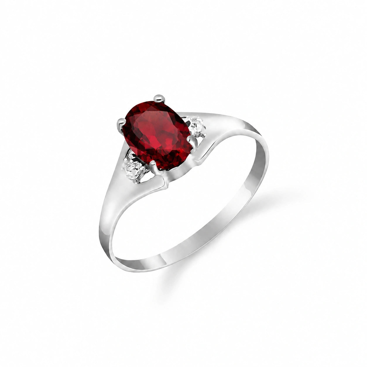 White Gold Celeste Ring Garnet 10K — Ernesta