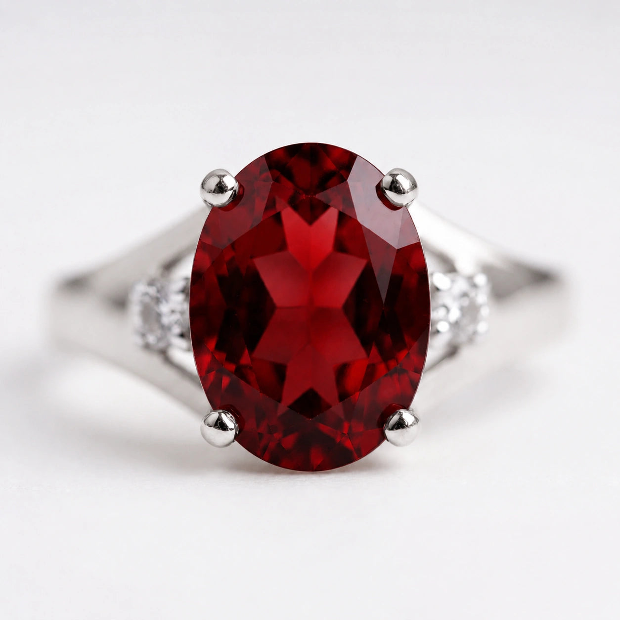White Gold Celeste Ring Garnet 10K — Ernesta