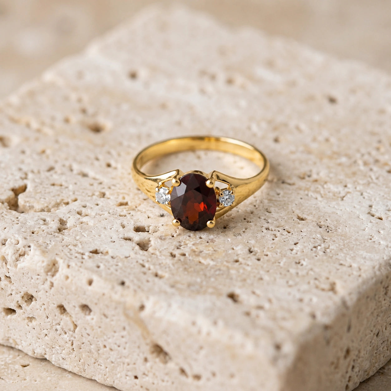 Yellow Gold Celeste Ring Garnet 10K — Ernesta