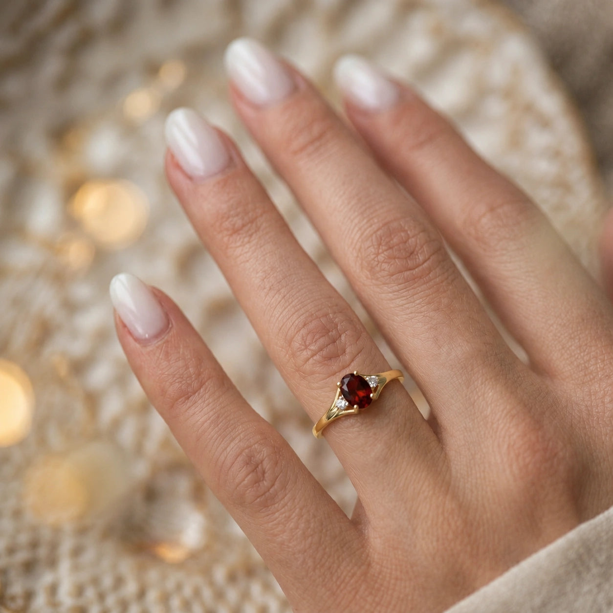 Yellow Gold Celeste Ring Garnet 10K — Ernesta