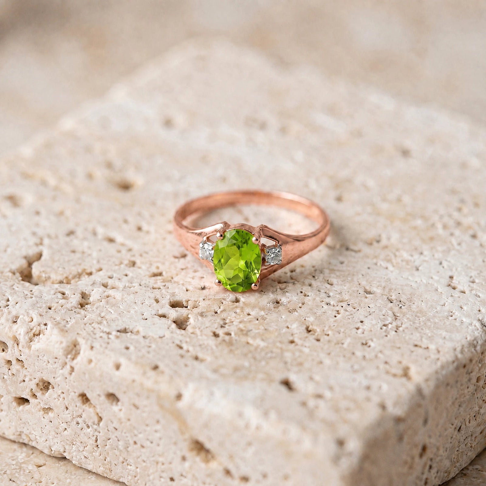 Rose Gold Celeste Ring Peridot 10K — Ernesta